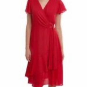 Brand new, red, super flattering, cross over, Joseph Ribkoff dress. Brand new!